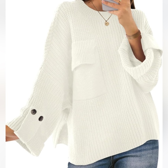 Oversized rib Knit crewneck pullover‎ sweater Dolman sleeves women’s size small - Picture 4 of 4